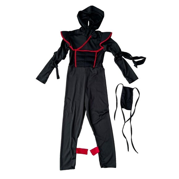 Halloween Boys Ninja Hooded Suit Black ( 6-8 yrs )